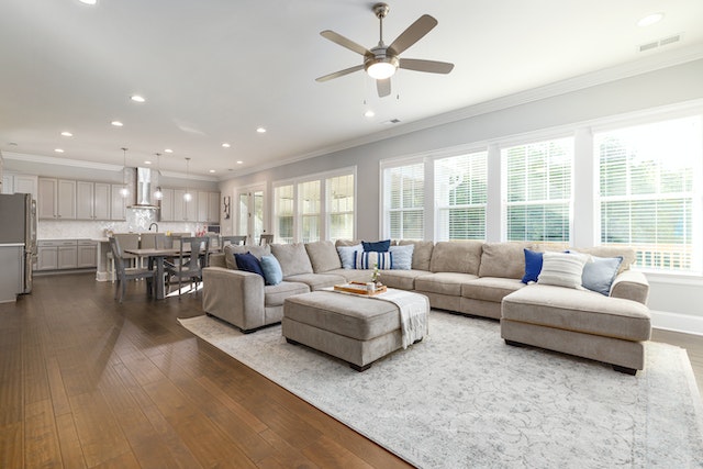 living room and kitchen in open floor plan